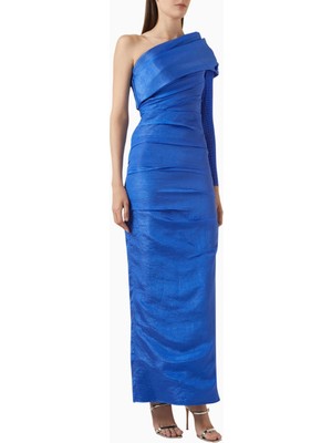 Ac By Aanchal Chanda Embellished-Sleeve Işlemeli Kollu Tek Omuz Maxi Kadın Elbise