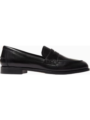Aeyde Oscar Siyah Polished Calf Deri, Italyan El Işçiliği Loafer Ayakkabı