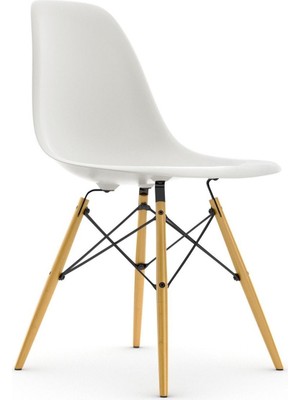 VitrA Eames Plastik Yan Sandalye, Charles & Ray Eames Ahşap Ayaklı Ikonik Tasarım
