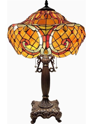 Bieye El Yapımı Baroque Tiffany Style 16 Inç Vitray Masa Lambası 24 Inç