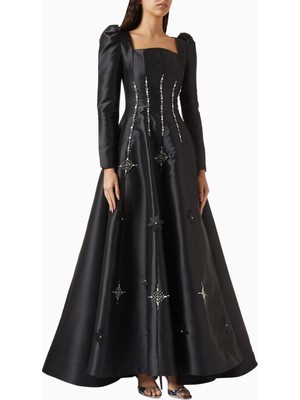 Ac By Aanchal Chanda Kristal Işlemeli Saten Maxi Kadın Elbise