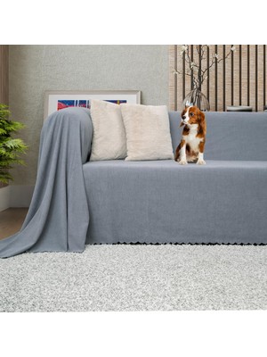 Latuda Concept Koltuk Örtüsü Kaymaz Çift Taraflı Çekyat Örtüsü Koltuk Şalı 175X300 - Gri