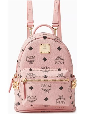 Mcm Mini Stark Pudra Pembe Stud Detaylı Lüks Sırt Çantası