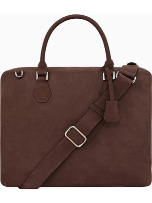 Montroi Nubuck Deri Evrak Çantası Lüks Dayanıklı Unisex Iş Çantası