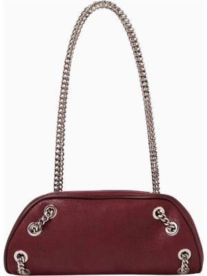 Stella Mccartney Shaggy Deer Vegan Deri Falabella, Zincir Detaylı Bowling Omuz Çantası