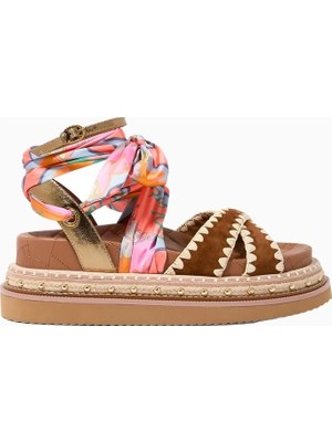 Kurt Geiger Orson Cross Scarf %100 Süet Şık ve Zarif Kadın Düz Sandalet
