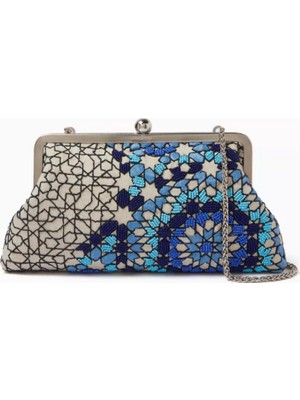 Sarah's Bag Arabesque Ocean Klasik Debriyaj, El Yapımı & Zarif, Oryantal Desen