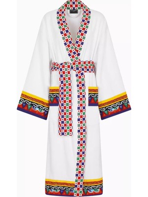 Dolce & Gabbana Casa Unisex Carretto Desenli Bornoz, Pamuklu, Yumuşak & Şık