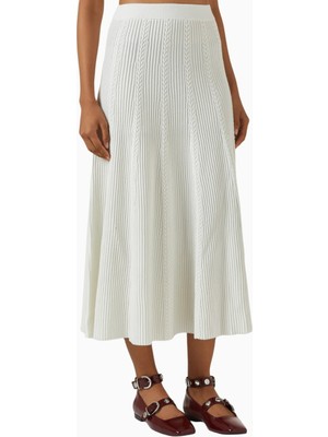 Maje Jougeir Off-White Cable Knit Midi Etek, Zarif ve Konforlu Triko