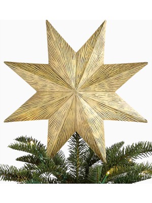 Crate & Barrel Brass Hammered Metal Christmas Tree Topper Yılbaşı Ağaç Süsü