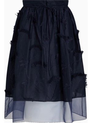 3.1 Phillip Lim Nakışlı Fil Coupé Pamuk Organze Lüks Tasarım Kadın Midi Etek