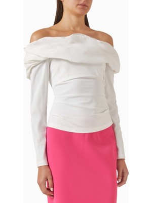 Acler Gifford Off-Shoulder Beyaz Kadın Bluz