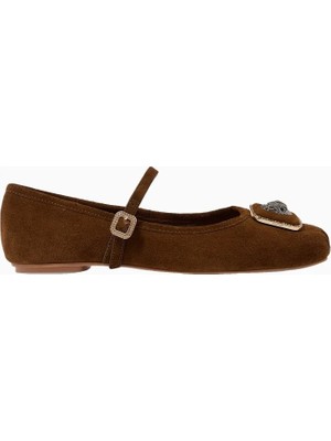 Kurt Geiger Pimlico Süet Kare Burunlu Lüks Tasarım Kadın Babet
