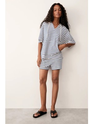 The White Company Organik Pamuk Havlu Kumaş Kapüşonlu Plaj Bluzu
