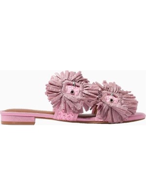 Kurt Geiger Raffia Buckle Zarif Tokalı Kadın Düz Sandalet