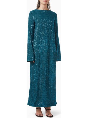 Acler Pinmore Prussian Blue Payetli Tasarım Kadın Elbise
