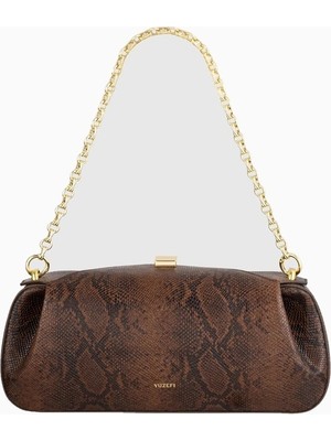 Yuzefi Oyster Embossed Snake %100 Deri El Işçiliği Lüks Italyan Clutch ve Omuz Çantası