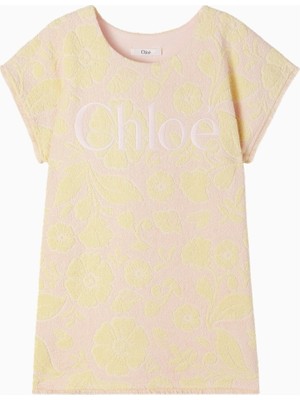 Chloe Chloé Kids Logolu Çiçek Desenli Pamuk Karışımlı Kız Çocuk Havlu Elbise