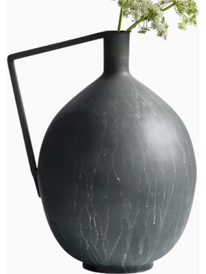 Crate & Barrel Corra 15" Tek Kollu Mat Siyah Demir Vazo, Modern Mimari Tasarım