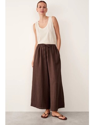 The White Company Keten Karışımlı Geniş Paça Kadın Plaj Pantolonu