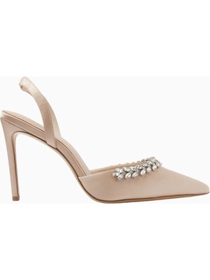 Nass Sandra 100 Kristal Işlemeli Saten Slingback Stiletto, Şık ve Zarif