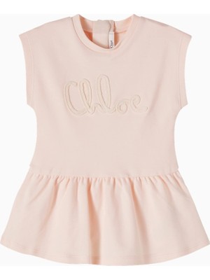 Chloe Chloé Kids Logo Işlemeli Pamuk Jarse Kız Bebek Elbise