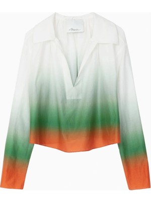 3.1 Phillip Lim Ombré Voile Ipek-Pamuk Lüks Tasarım Kadın Bluz