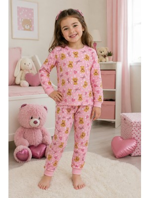 Durukoza %100 Pamuk Çocuk Pijama Takımı Ayıcıklı 4 Mevsim