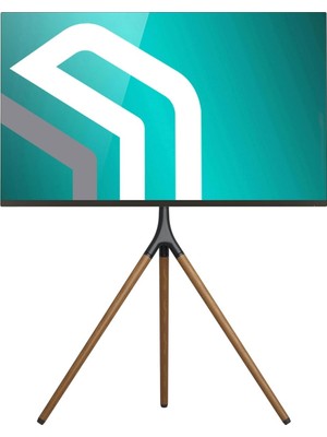 Onkron 32-65 Inç Uyumlu Ahşap Tripod Tv Standı
