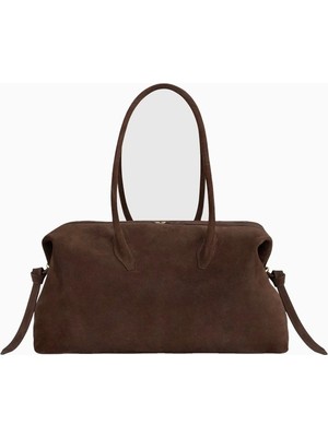 Yuzefi Brioche Weekender Chocolate Süet Lüks, El Işçiliği Italyan Tasarım Seyahat Çantası