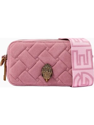 Kurt Geiger Kensington Small Camera Süet Lüks Tasarım Pembe Kadın Omuz Çantası