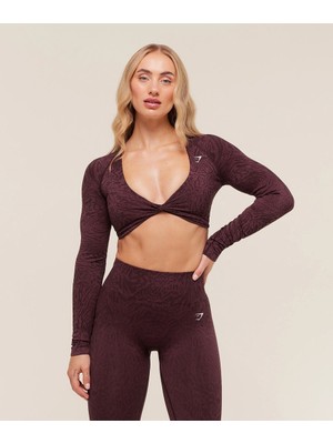 Gymshark Adapt Animal Crop Top Uzun Kollu Fit Kadın Spor Üst
