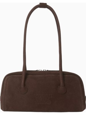 Marge Sherwood Soft Baguette Omuz Çantası, Süet Deri Minimalist ve Zarif Tasarım