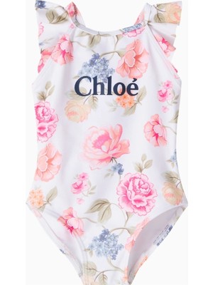 Chloe Chloé Kids Logolu Çiçek Desenli Kız Bebek Mayo
