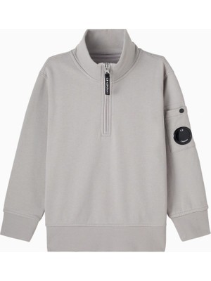 C.p. Company Kids Lens Gri Erkek Çocuk Yarım Fermuarlı Sweatshirt