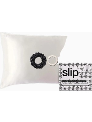 Slip Queen Beyaz Dut Ipek Yastık Kılıfı & Saç Bakım Seti