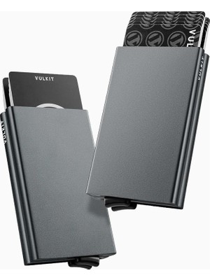 Vulkit Rfıd Nfc Korumalı Metal Çift Kartlı Minimal Erkek Kartlık Cüzdan