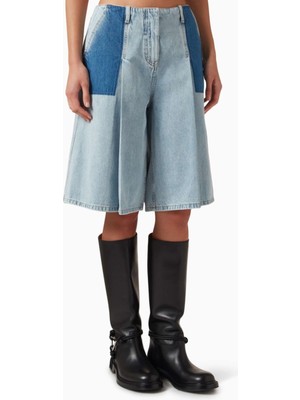 3.1 Phillip Lim Ghost Patch Denim Kadın Bermuda Şort Açık Mavi