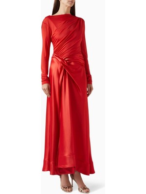 Acler Hertfordshire Cherry Jersey ve Saten Kadın Elbise