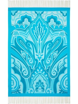 Etro Paisley Desenli Mavi %100 Pamuk, Italyan Tasarımı Battaniye