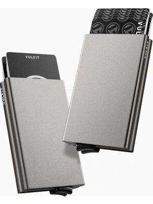 Vulkit Rfıd Nfc Korumalı Metal Çift Kartlı Minimal Erkek Kartlık Cüzdan