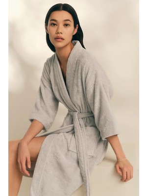The White Company Essential Organik Pamuk Kadın Şal Yakalı Bornoz