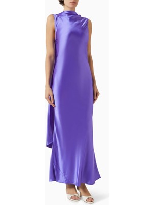 Acler Fleeden Azure Purple Saten Drapeli Kadın Maxi Elbise