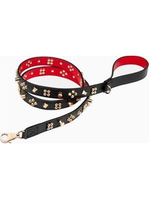 Christian Louboutin Loubileash Zımbalı Lüks Deri Köpek Gezdirme Tasması