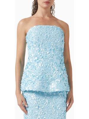 Acler Pipson Powder Blue Payet Işlemeli Kadın Bluz