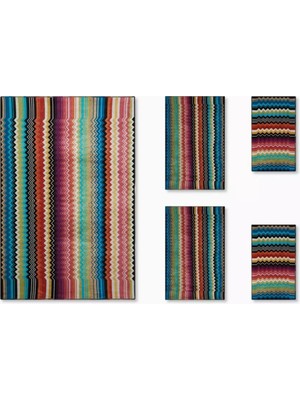 Missoni Home Giacomo Havlu Seti, 5’li Set, Lüks Pamukla Yumuşak Doku, Zikzak Desen