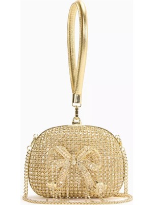 Self-Portrait Self-Portraıt Crystal Clutch Altın Kristal Zincir & Fiyonk Detaylı Gece Çantası