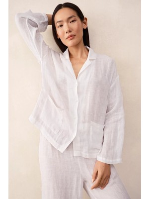 The White Company Organik Pamuklu Çiçek Desenli Kadın Kısa Pijama Takımı