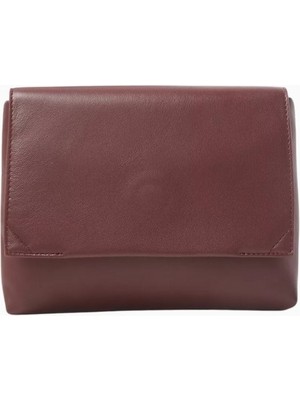 Studio Amelia Studıo Amelıa Sheath Bordo Deri Katlamalı, Manyetik Kapaklı Kadın Clutch Çanta