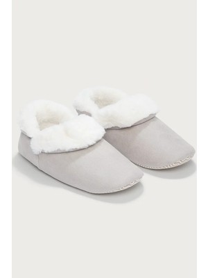 The White Company Suni Süet Peluş Astarlı Kadın Ev Botu Terlik